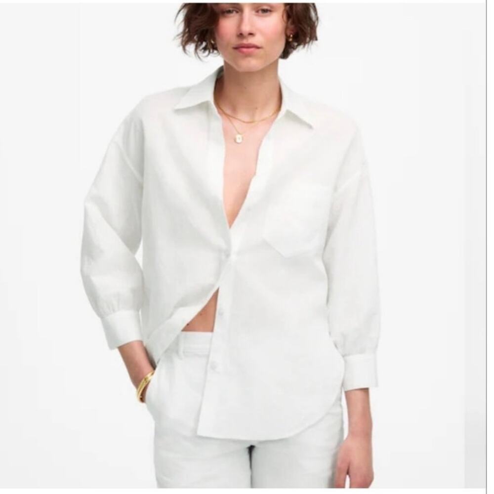Madewell Women's Button-Up Gauze Shirt Long Sleeves White Size XS NWT